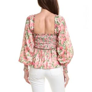 Rachel Parcell Satin Shell Puff sleeves smoked blouse/ top Large